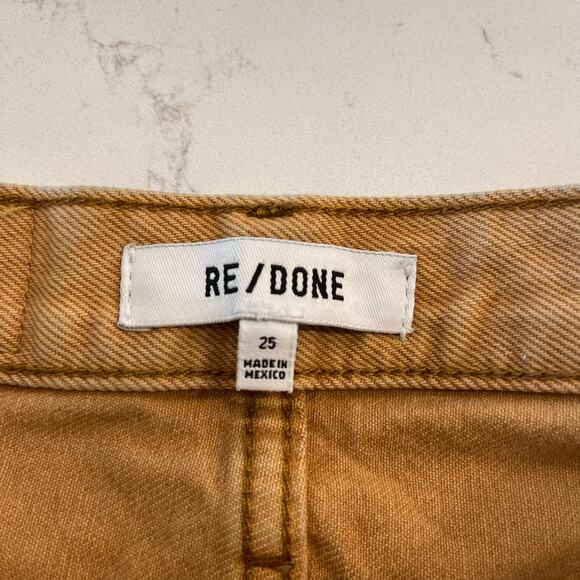 Re/Done 70s Stove Pipe High Rise Straight Leg Denim Jeans Mustard Size 25 - Picture 6 of 12